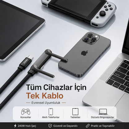 Cablesuit Standlı 240W Type-C Şarj Kablosu